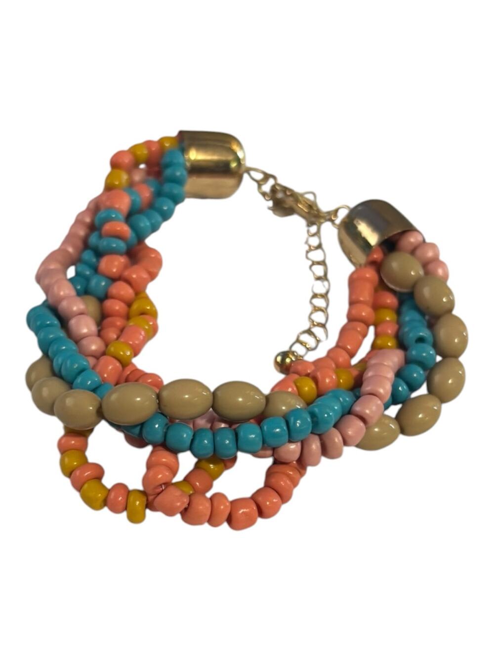 Indigo Authority Monarch Beaded Bracelet Gold Tone